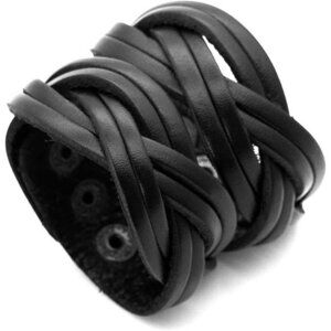Punk Braided Band Bracelet Wide Leather Arm Cuff Bracelet